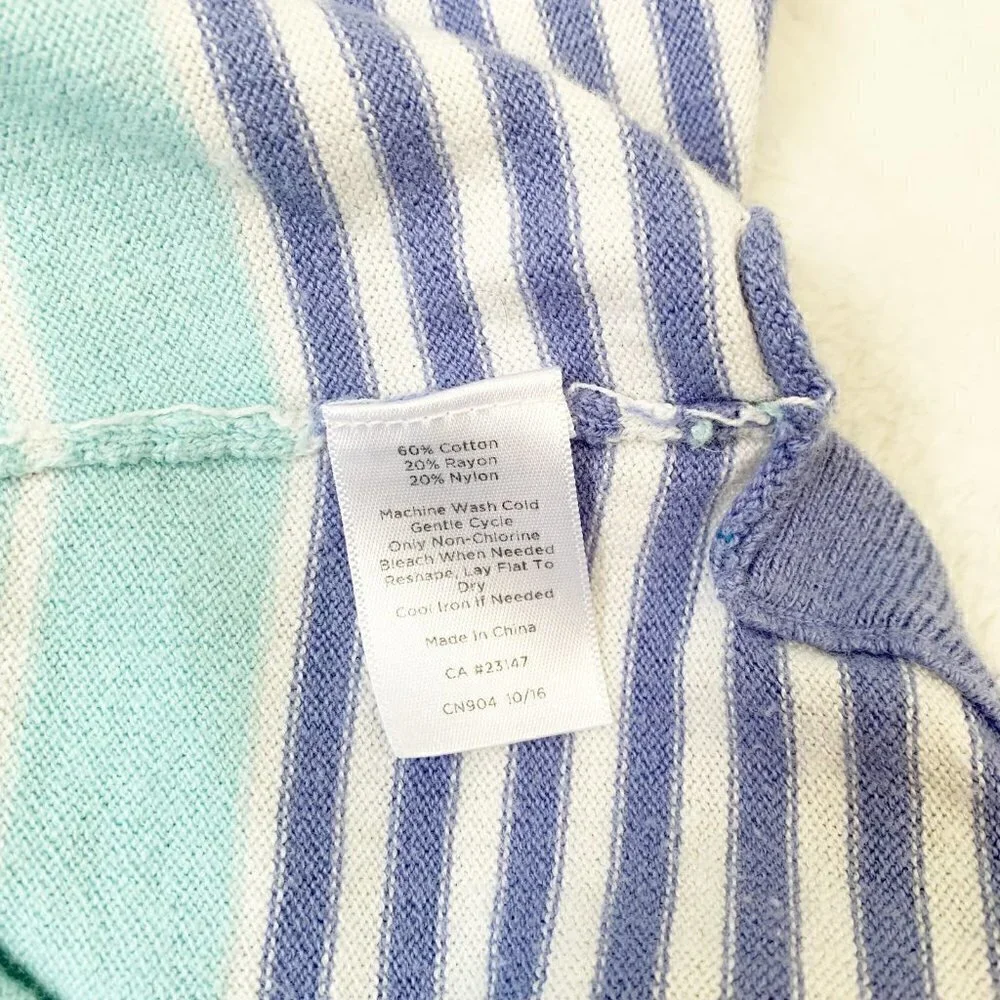 Talbots Sweater Women‎ MP Multi Colorblock Striped Zipper Shoulder 3/4 Sleeve